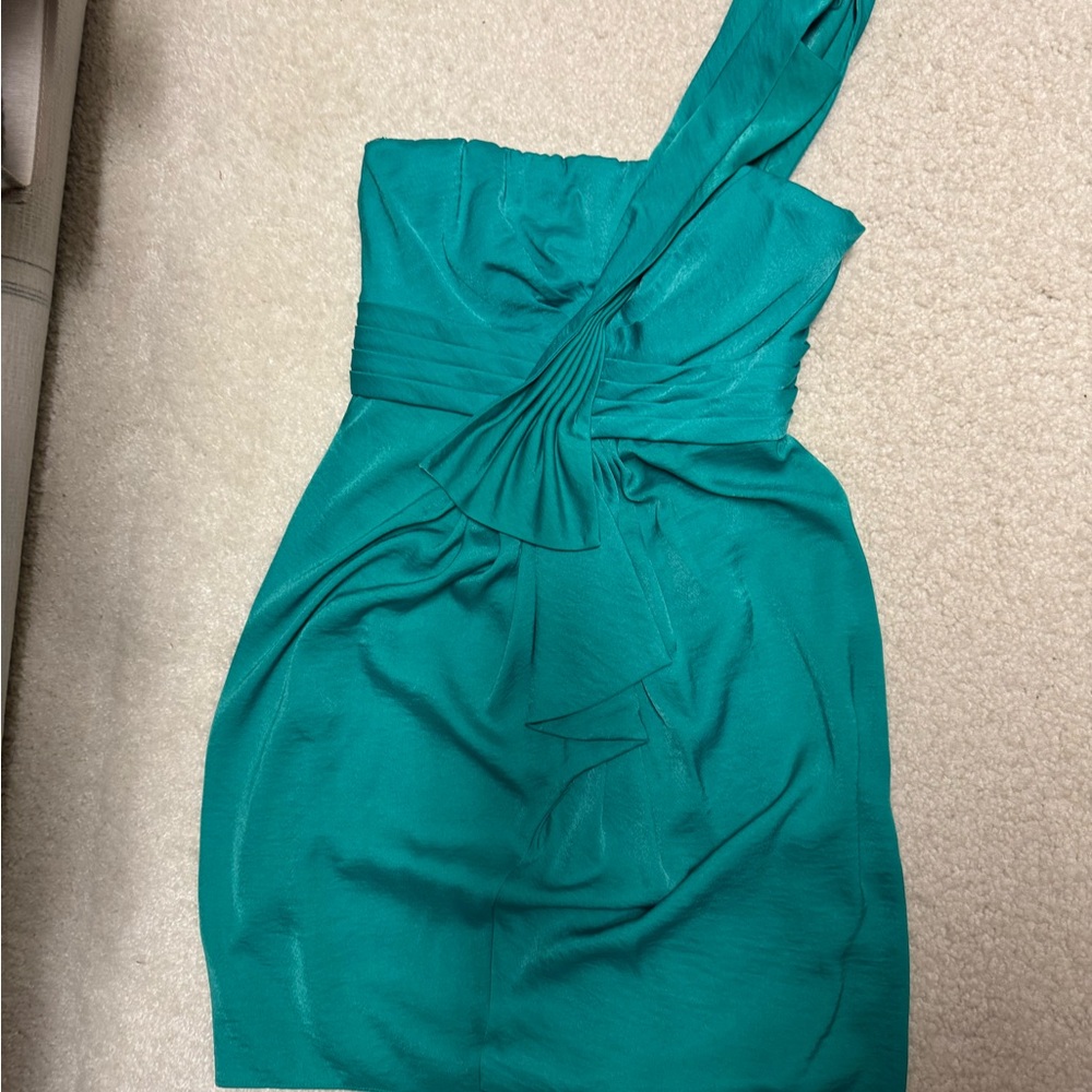 BCBGMaxAzria Turquoise One-Shoulder Dress